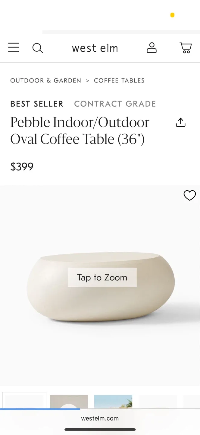 West Elm Pebble Indoor/Outdoor Oval Coffee Table (36") image indicator(6)