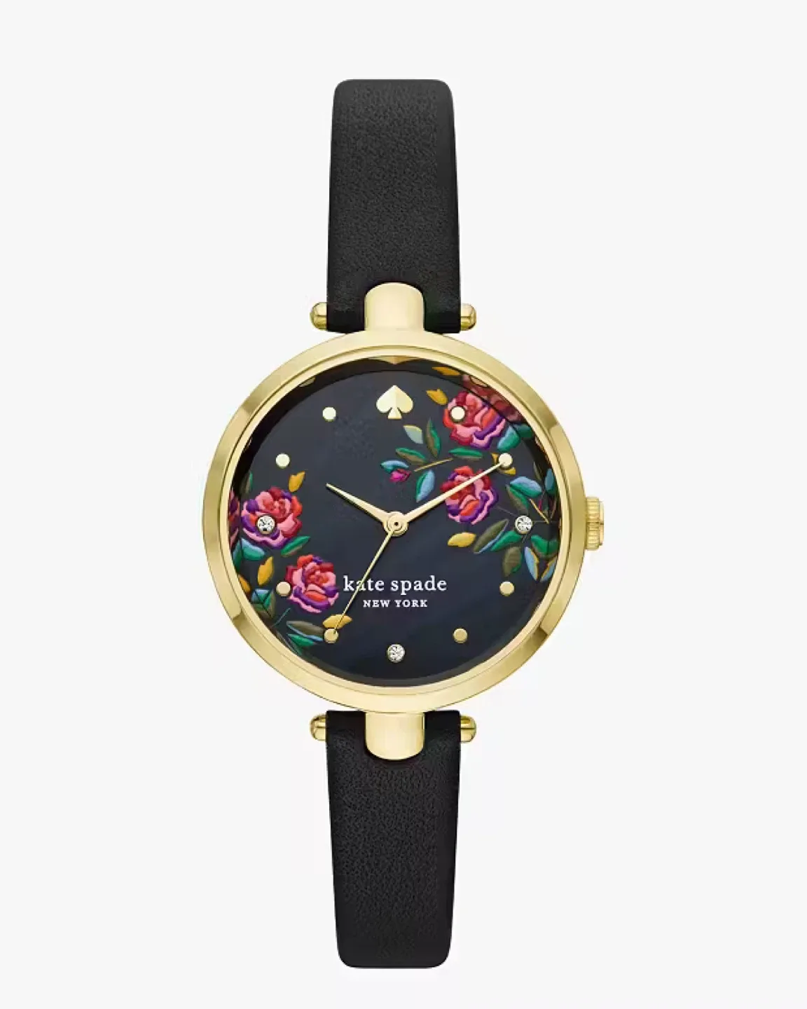 Kate Spade Holland Rose Bush Black Leather Strap Watch image indicator(2)