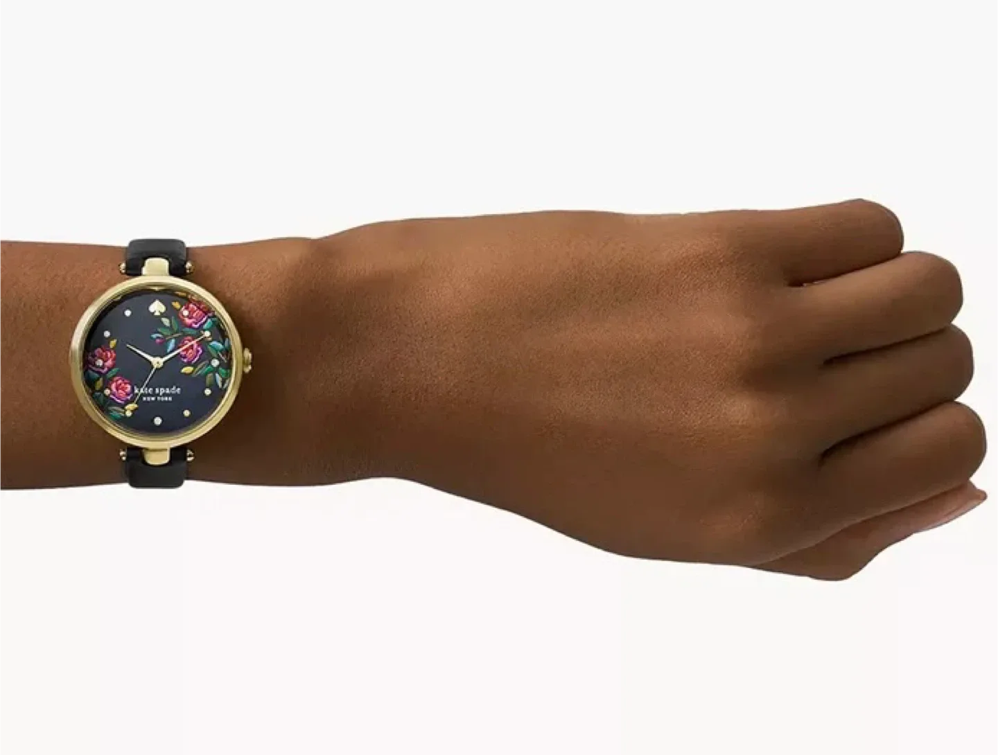 Kate Spade Holland Rose Bush Black Leather Strap Watch image indicator(3)