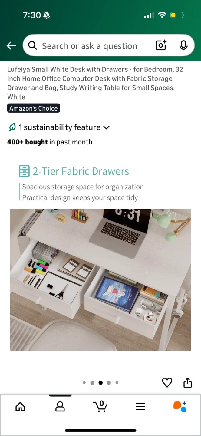 Lufeiya Small White Desk with Drawers - 32 inch image indicator(4)