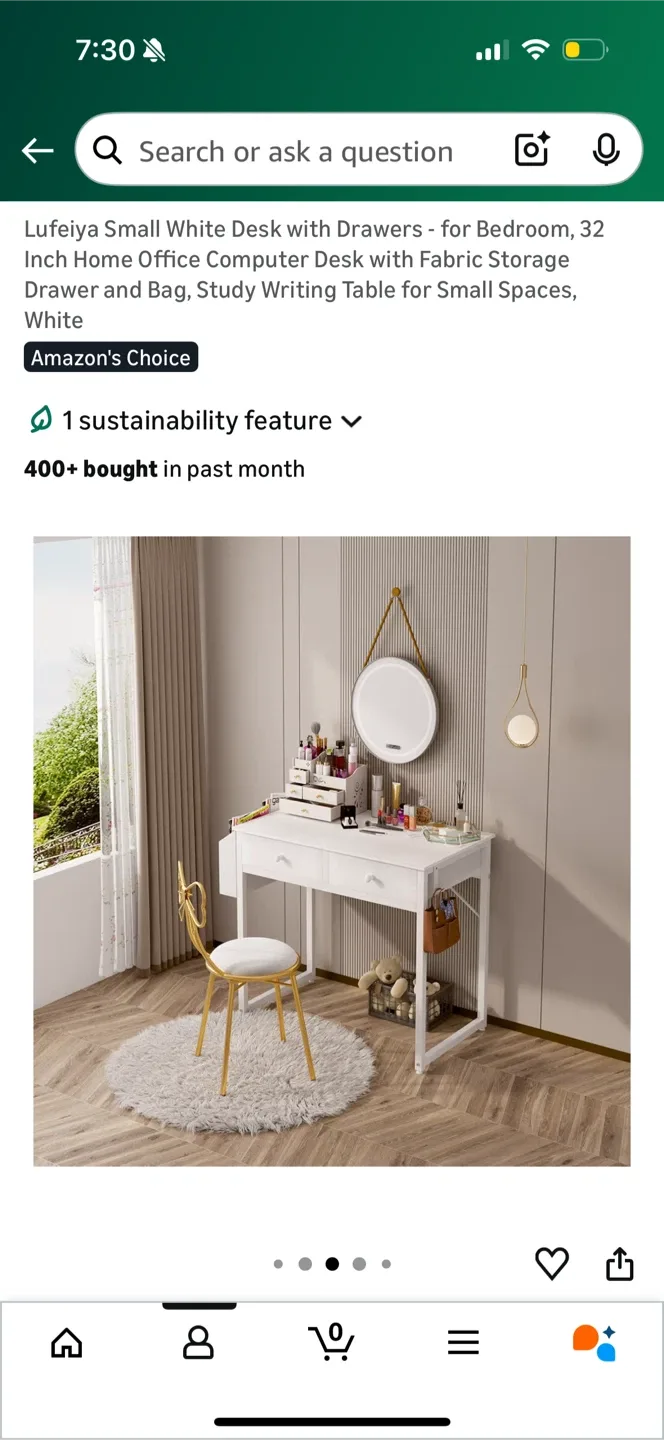 Lufeiya Small White Desk with Drawers - 32 inch image indicator(3)