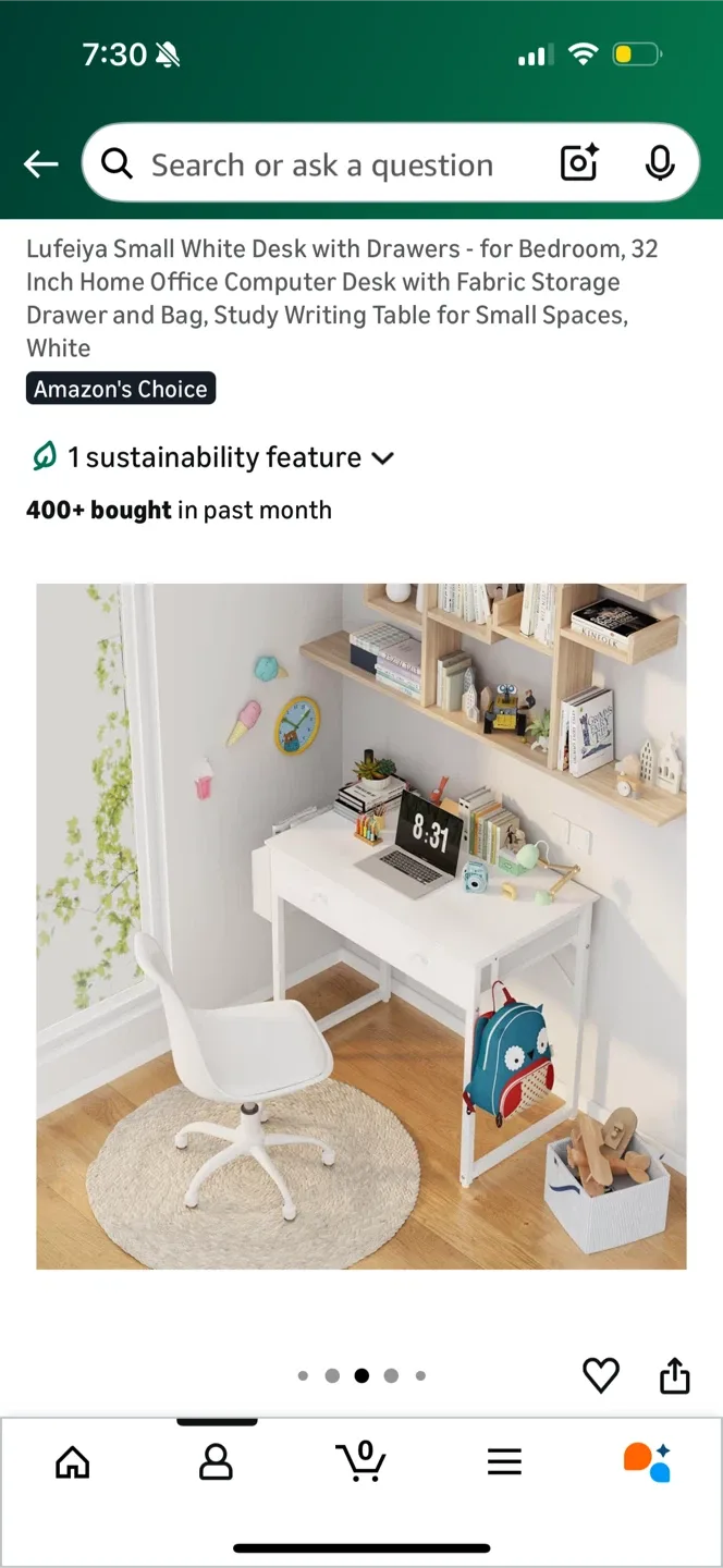 Lufeiya Small White Desk with Drawers - 32 inch image indicator(5)