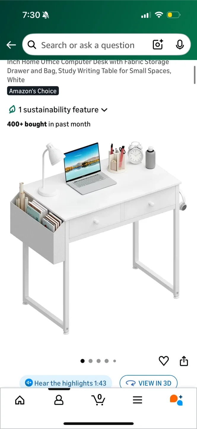 Lufeiya Small White Desk with Drawers - 32 inch image indicator(6)