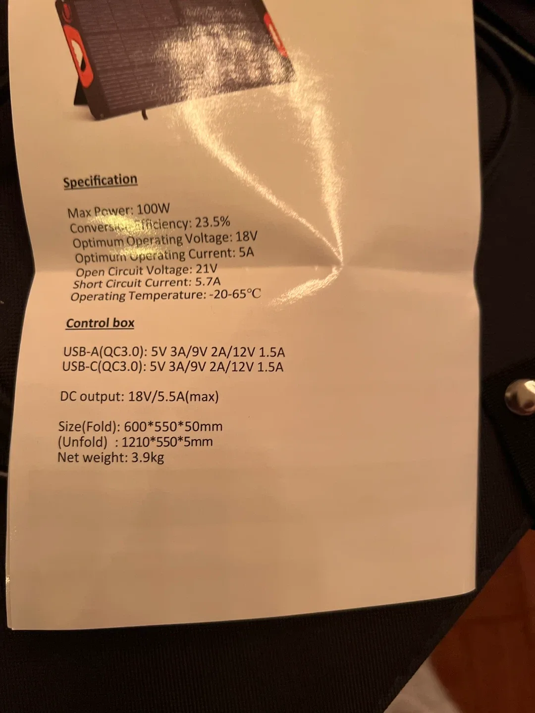 New 100W Portable Solar Panel Kit with extension cables image indicator(2)