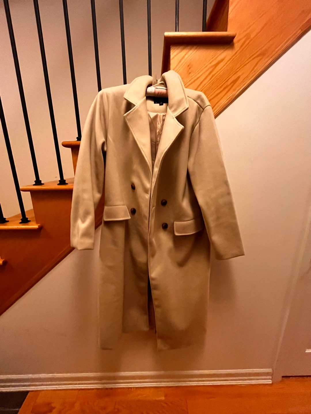 Beige Double-Breasted Coat