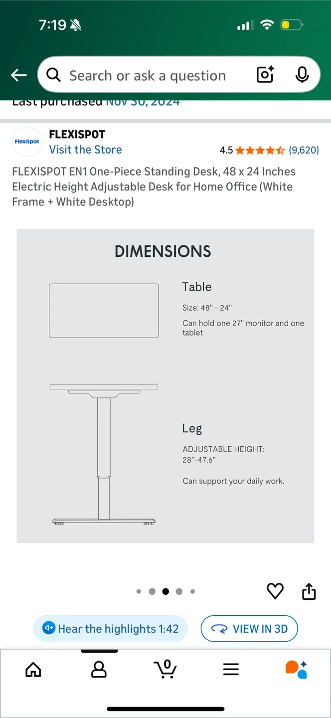 FLEXISPOT EN1 Standing Desk 48x24 White image indicator(6)