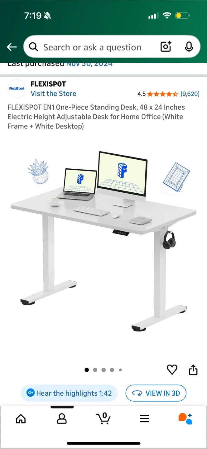 FLEXISPOT EN1 Standing Desk 48x24 White image indicator(4)