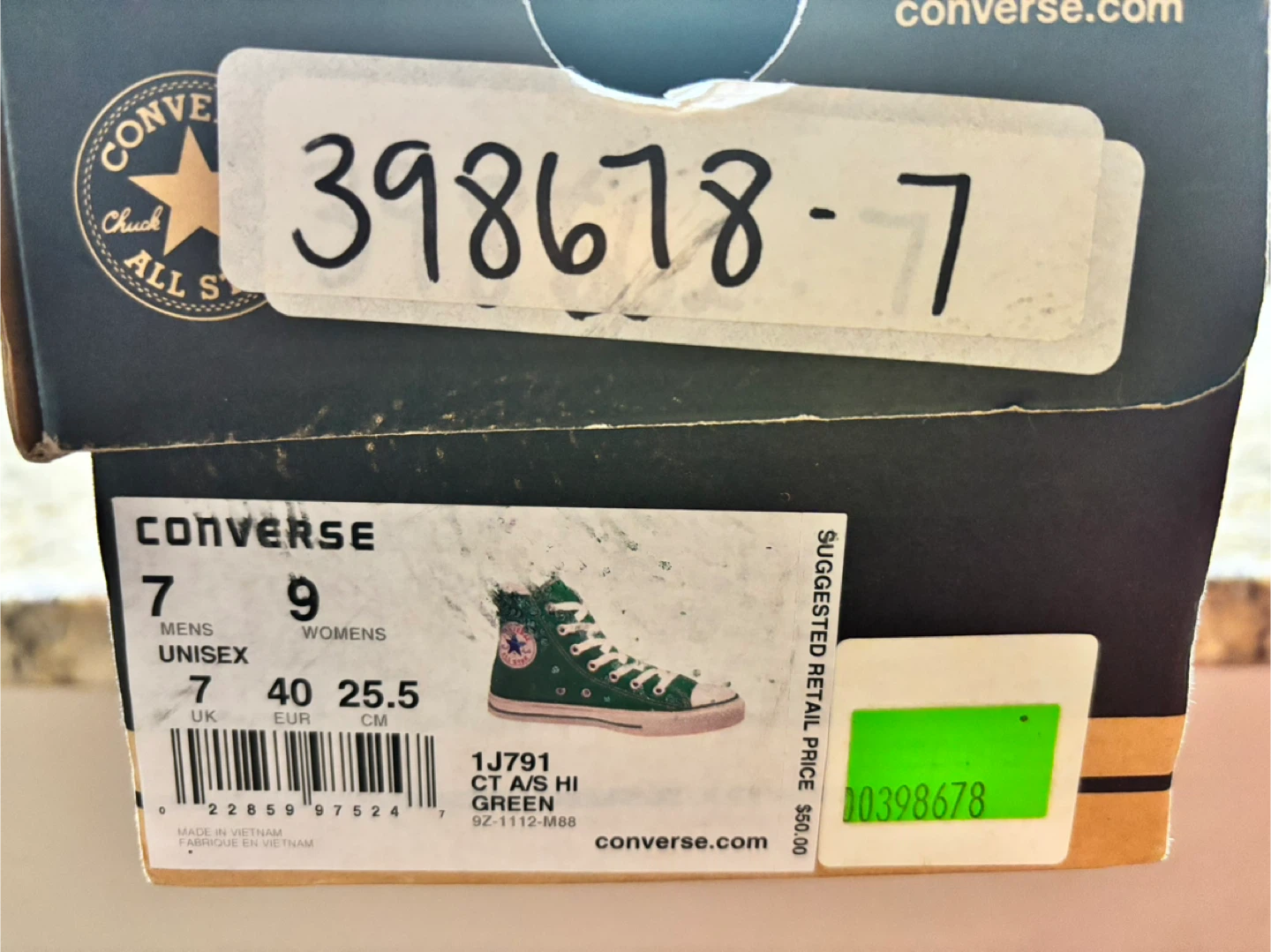 Converse Chuck Taylor All Star Hi Green, Men's 7
