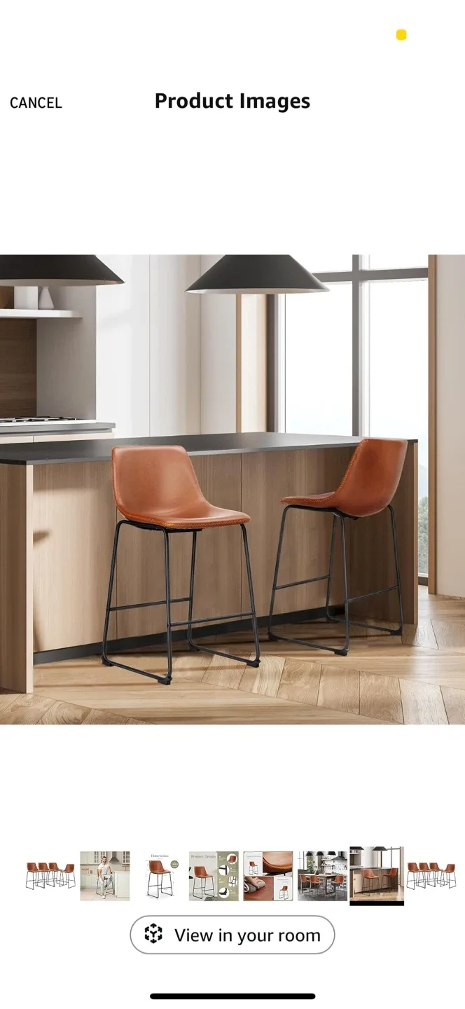 Brown PU Leather Bar Stool - 26 inch /set of 2 image indicator(4)