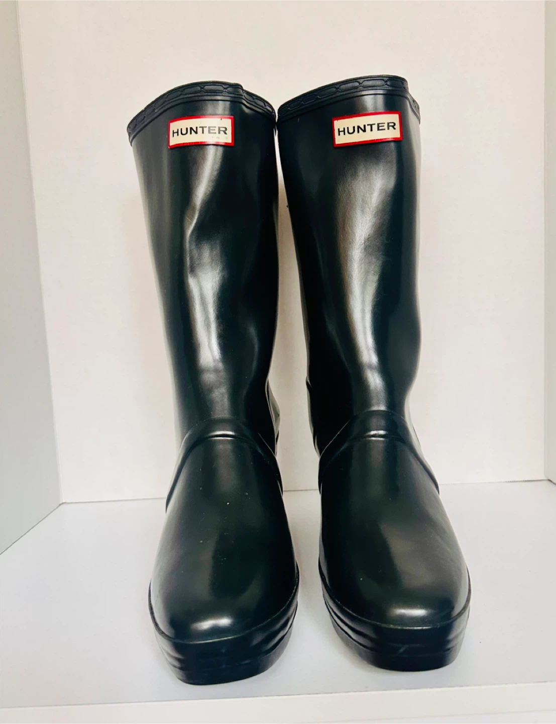 Hunter Black Wedge Rain Boots