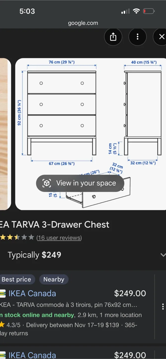 IKEA Tarva 3-Drawer Chest image indicator(5)