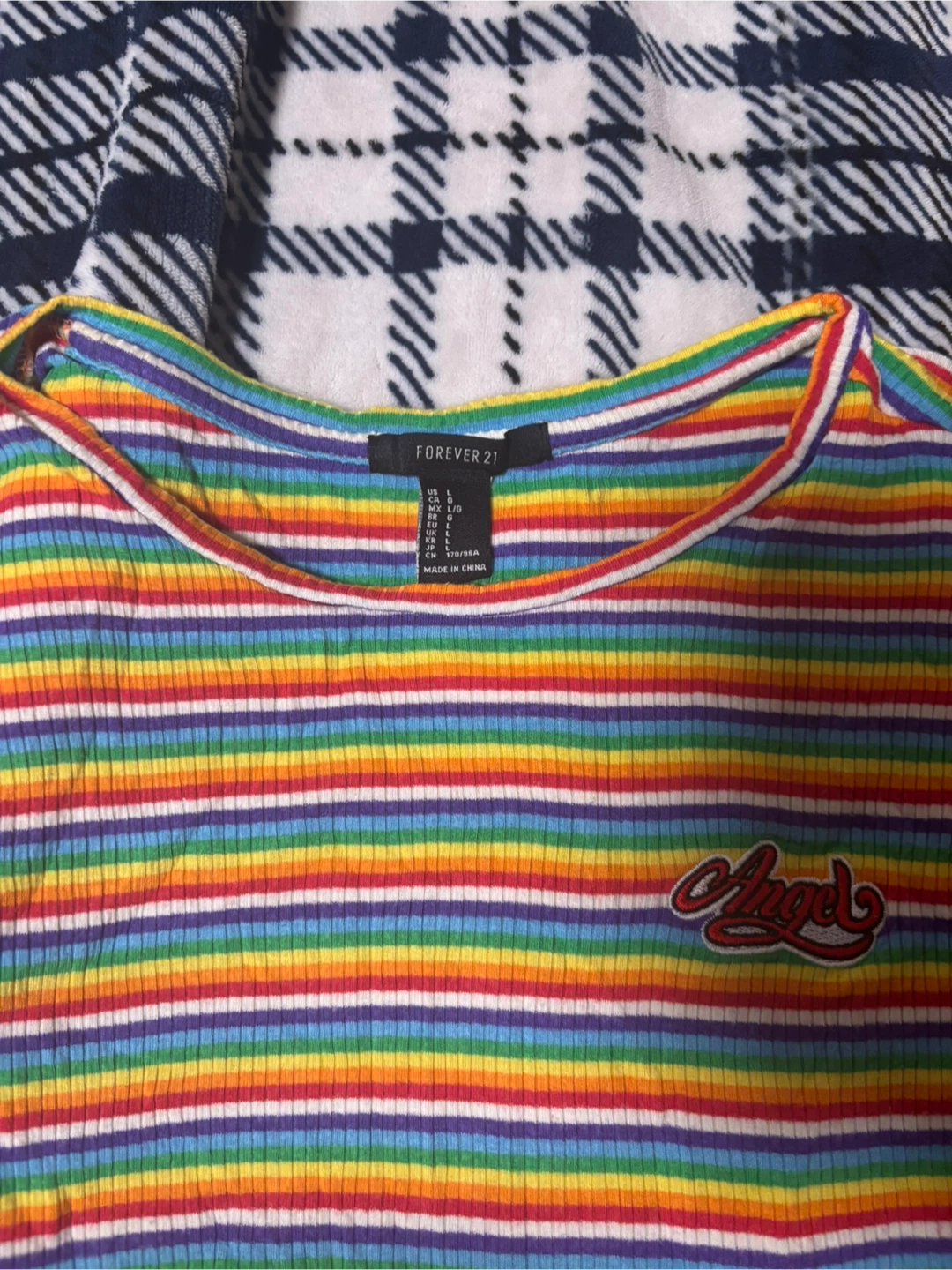 Forever 21 Rainbow Striped Top - Size L - photo 2