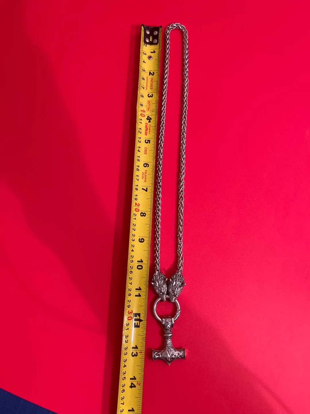 Thor's Hammer Wolf Head Silver Necklace image indicator(5)