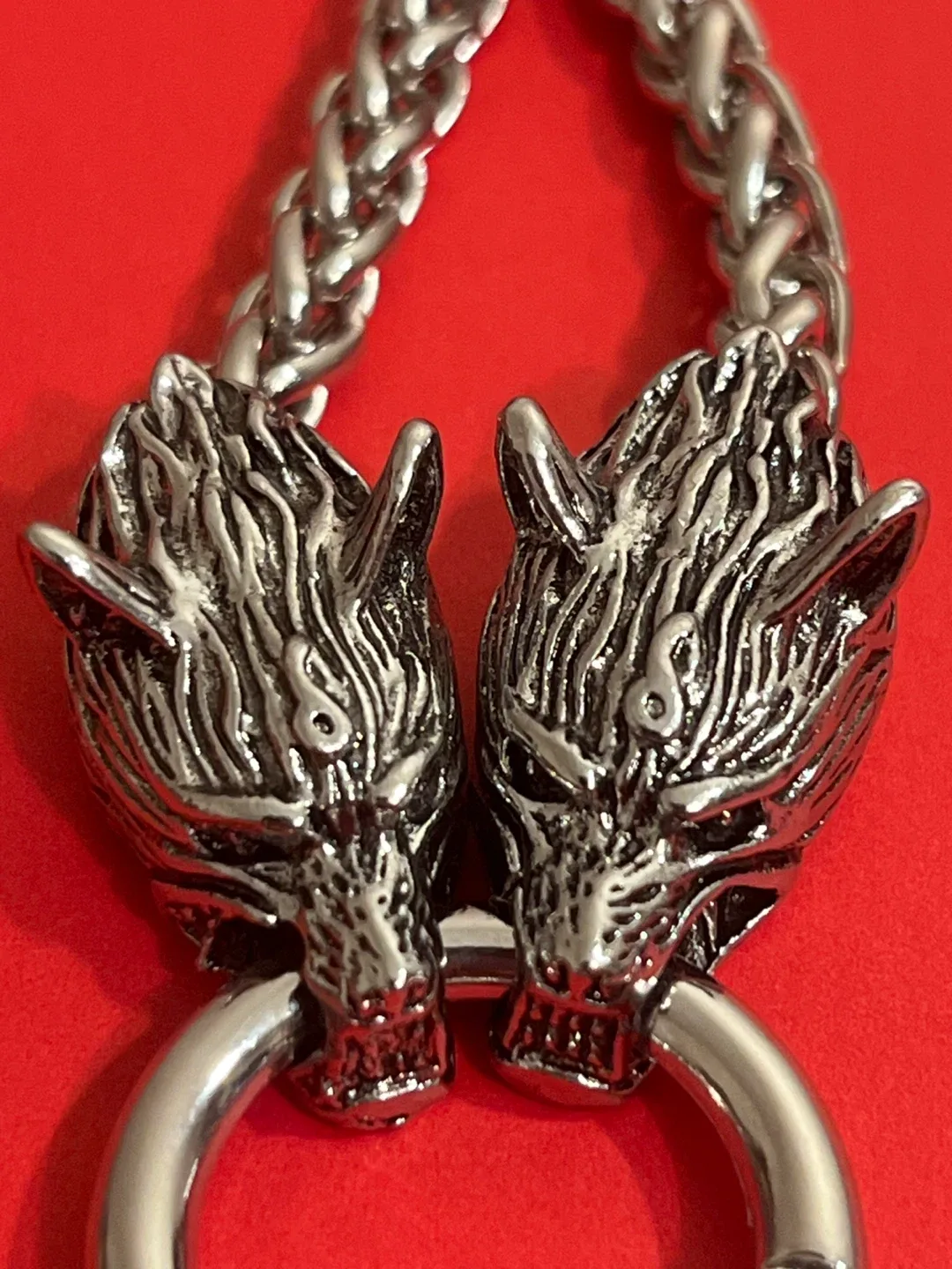 Thor's Hammer Wolf Head Silver Necklace image indicator(3)