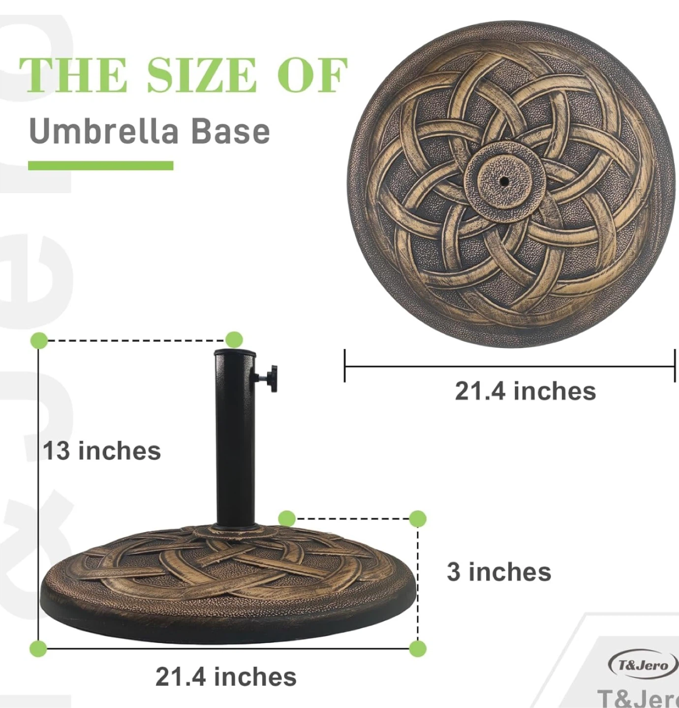 42 lb Round Heavy Umbrella Base Stand Weight for Outdoor, Bronze - photo 3