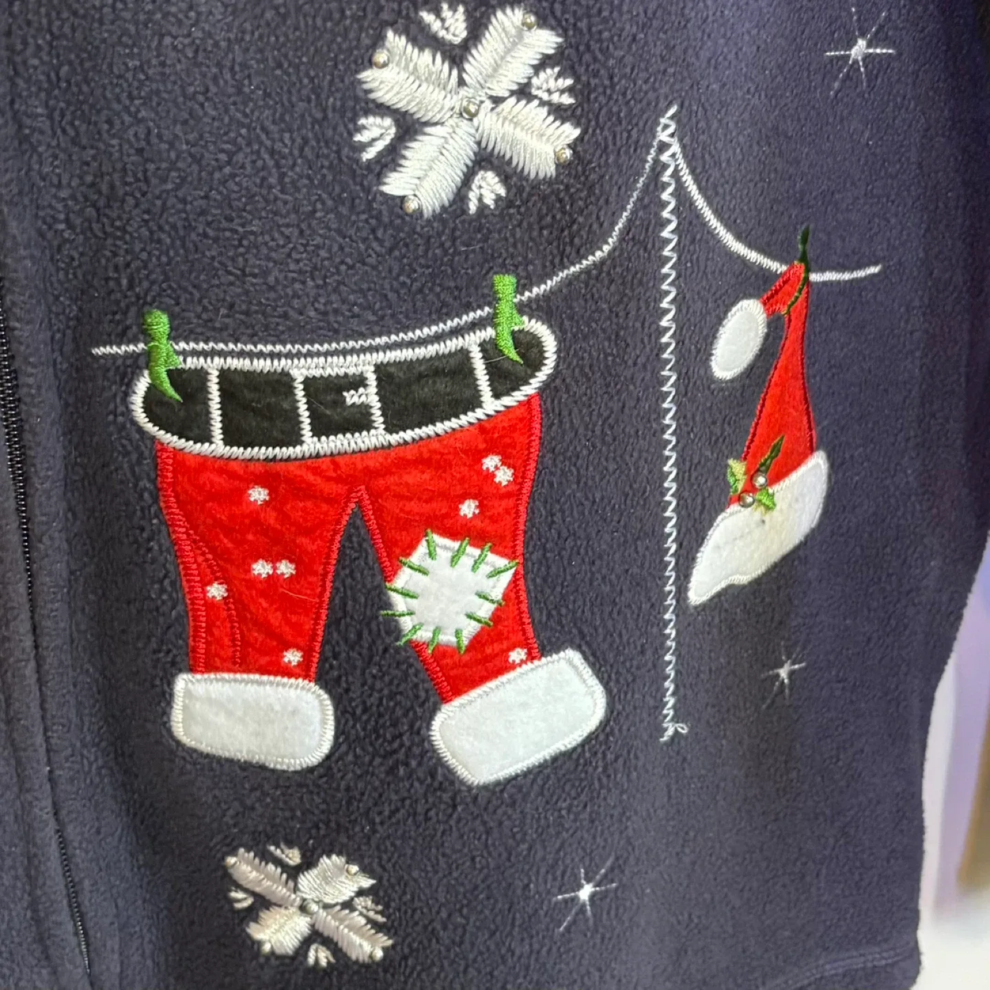 Denver Hayes Ugly Christmas Sweater Fleece Cardigan Sz XL image indicator(4)