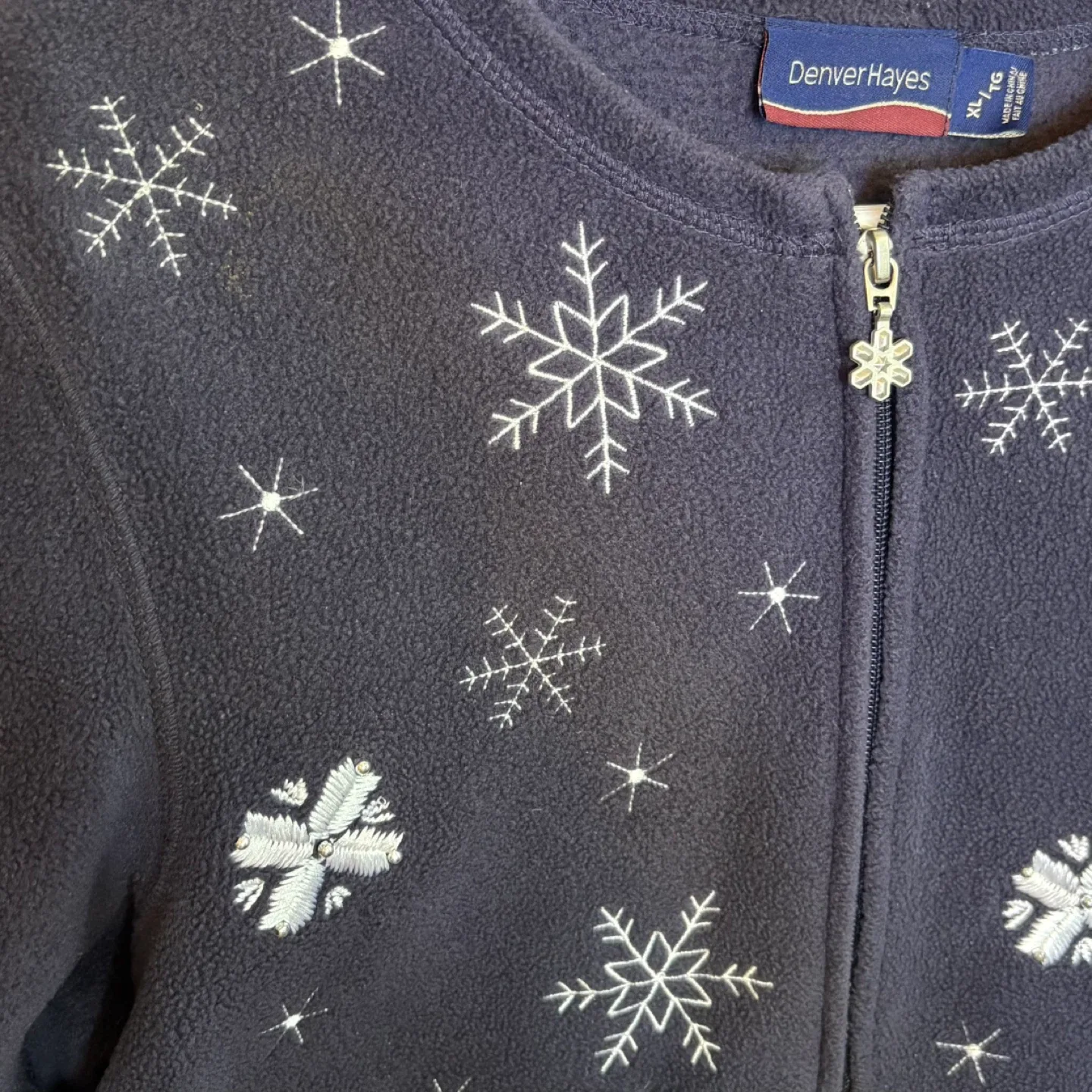 Denver Hayes Ugly Christmas Sweater Fleece Cardigan Sz XL image indicator(3)