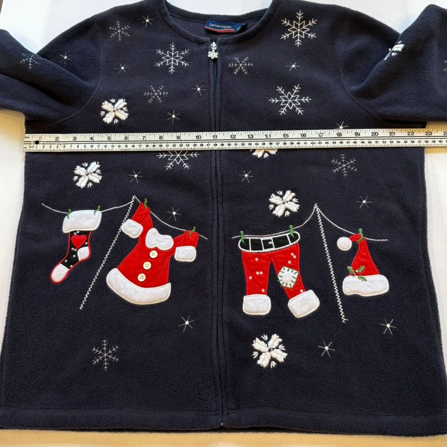 Denver Hayes Ugly Christmas Sweater Fleece Cardigan Sz XL image indicator(7)