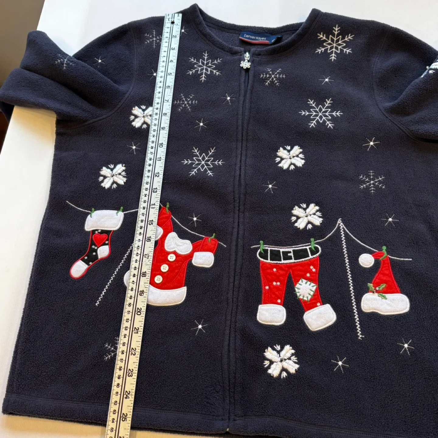 Denver Hayes Ugly Christmas Sweater Fleece Cardigan Sz XL image indicator(8)