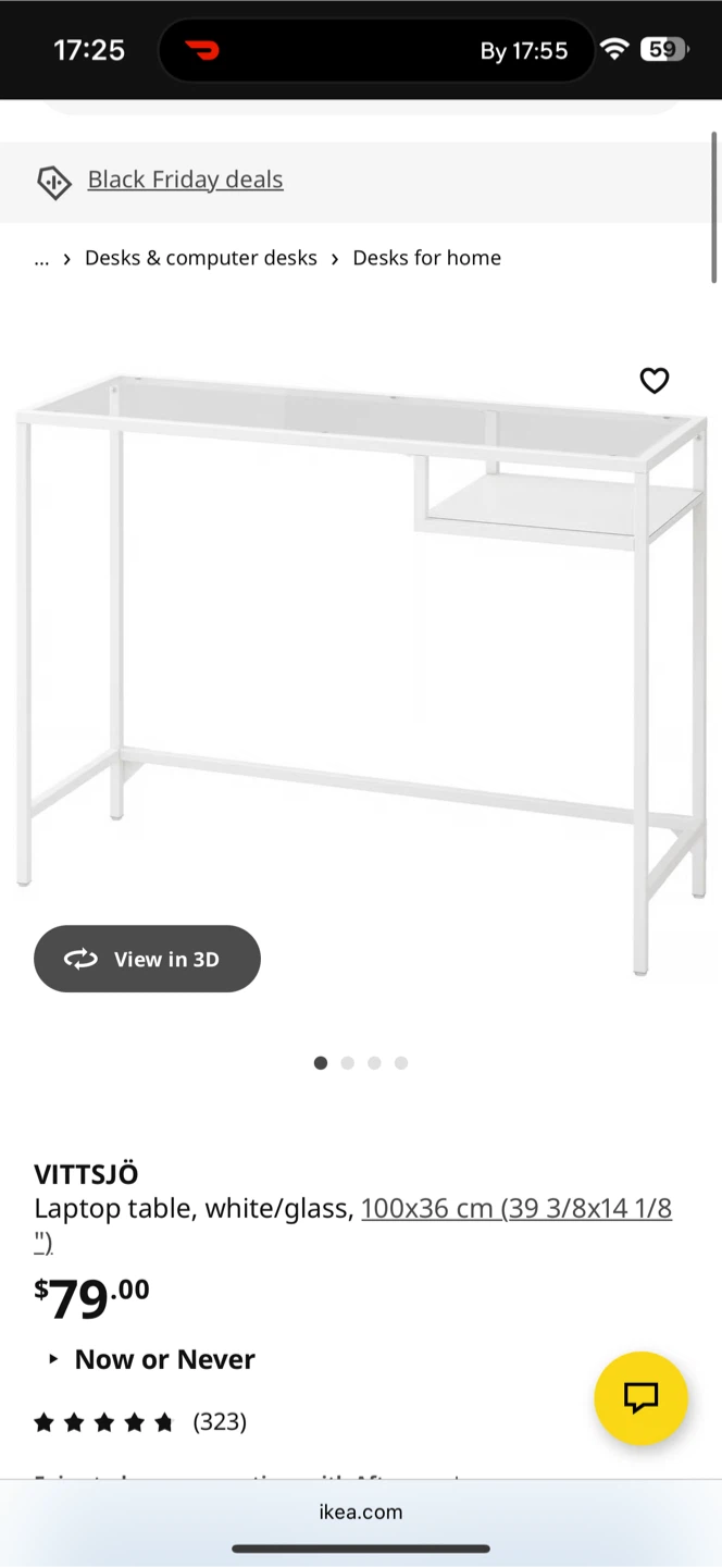 IKEA VITTSJÖ Laptop Table - BLACK/Glass