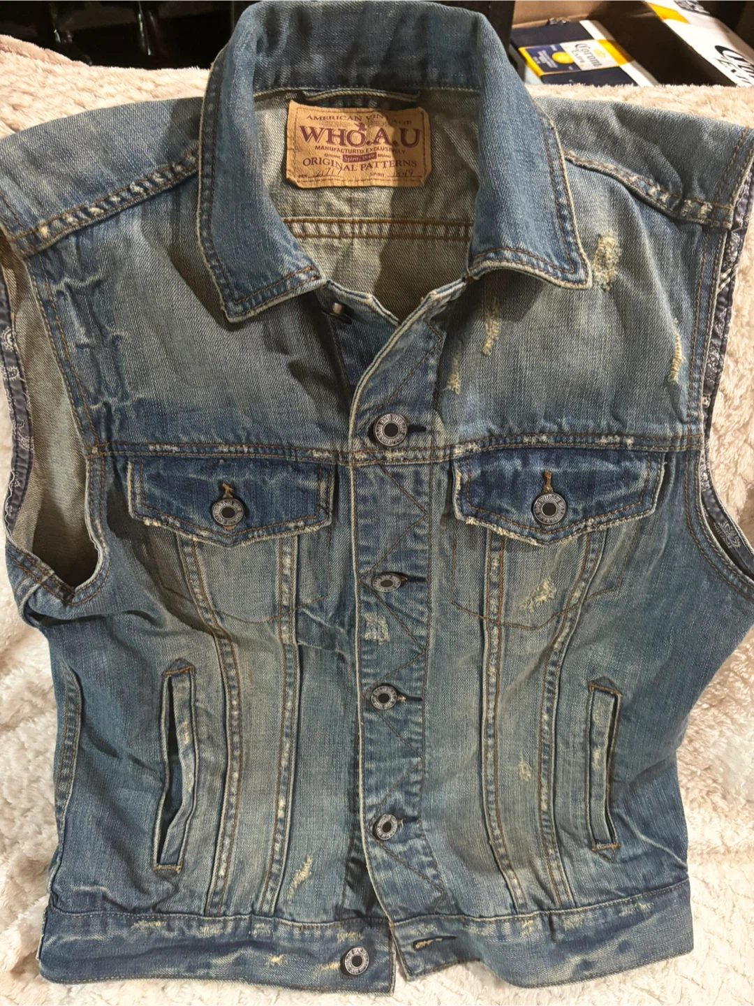 WHO.A.U American Vintage Denim Vest - Size L - photo 4