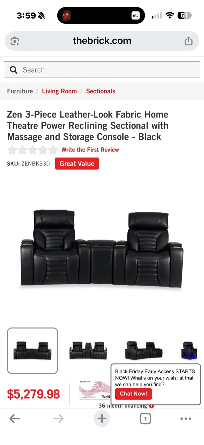 Leather-Look Home Theatre Reclining - Black image indicator(3)