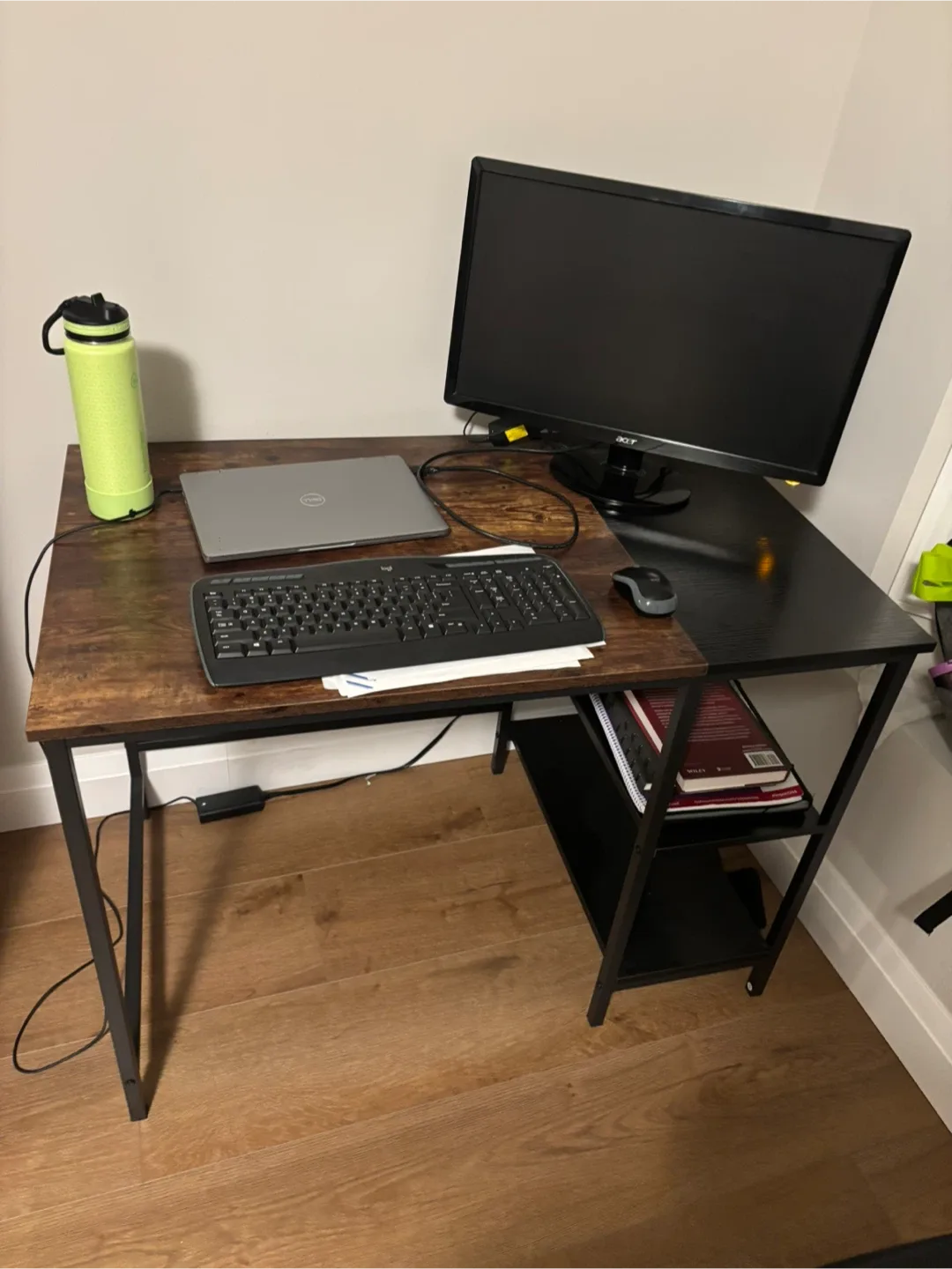 Wood and Metal Corner Desk