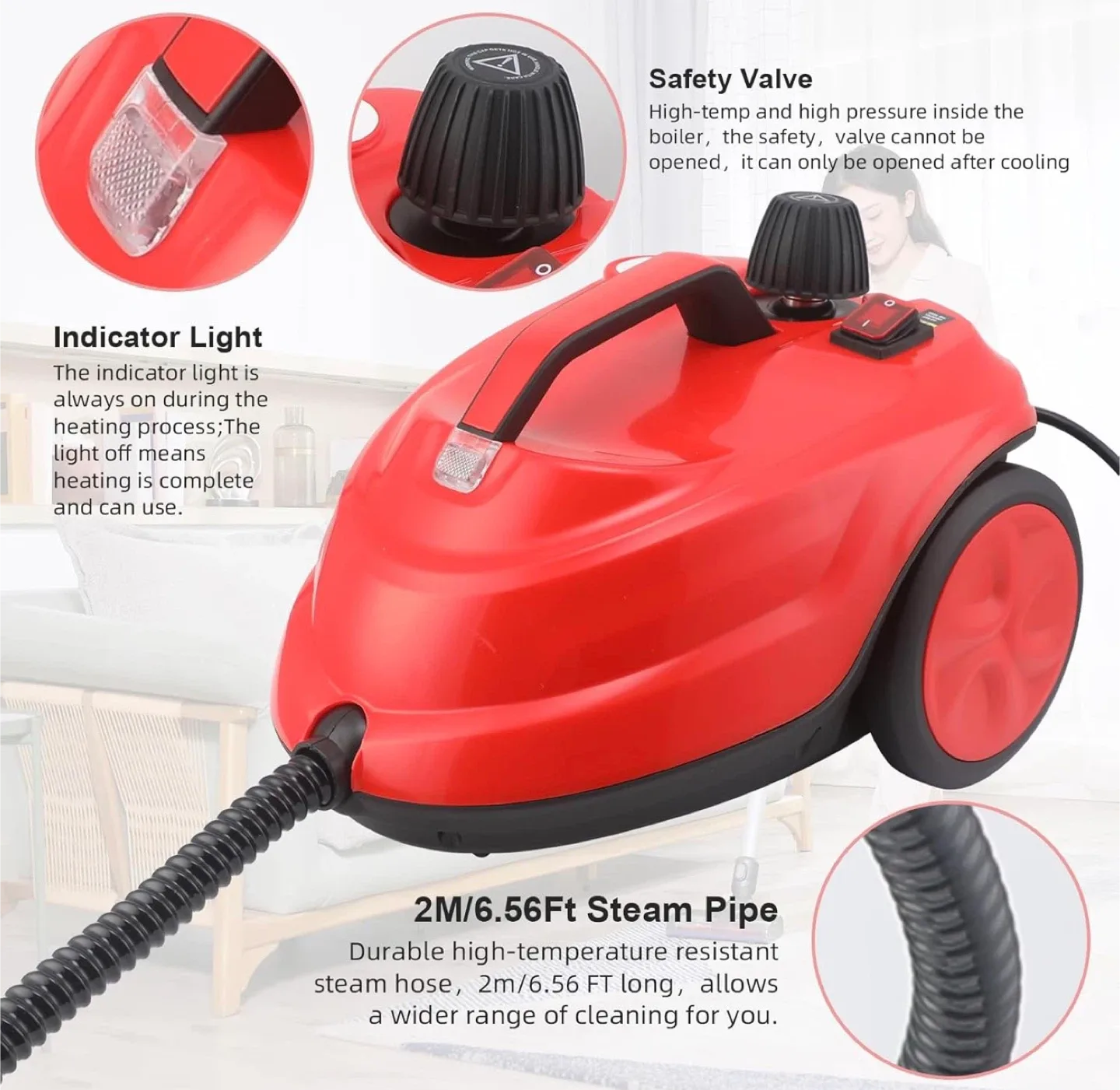 NEW 1800W Multipurpose Steam Cleaner, 5 BAR 160°C image indicator(6)