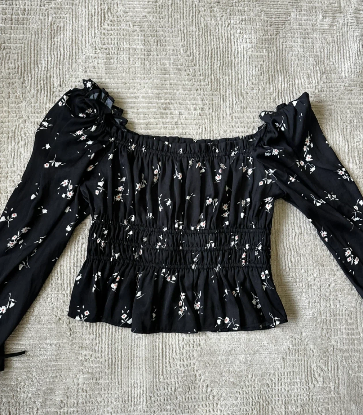 Black Floral Top - Size S - photo 2