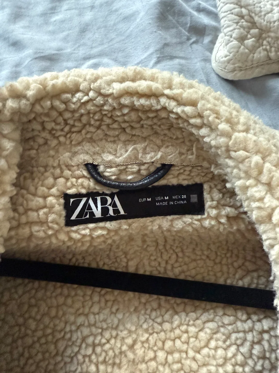 Zara Brown Faux Leather Aviator Jacket - Size M image indicator(3)