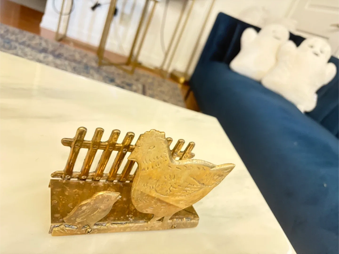 Vintage Brass Chicken and Chick Figurine image indicator(3)