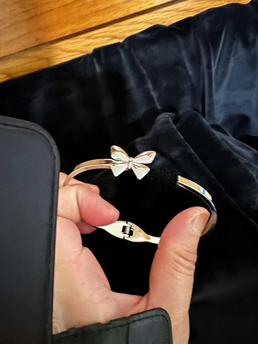 Stainless Steel Bow Bangle Bracelet