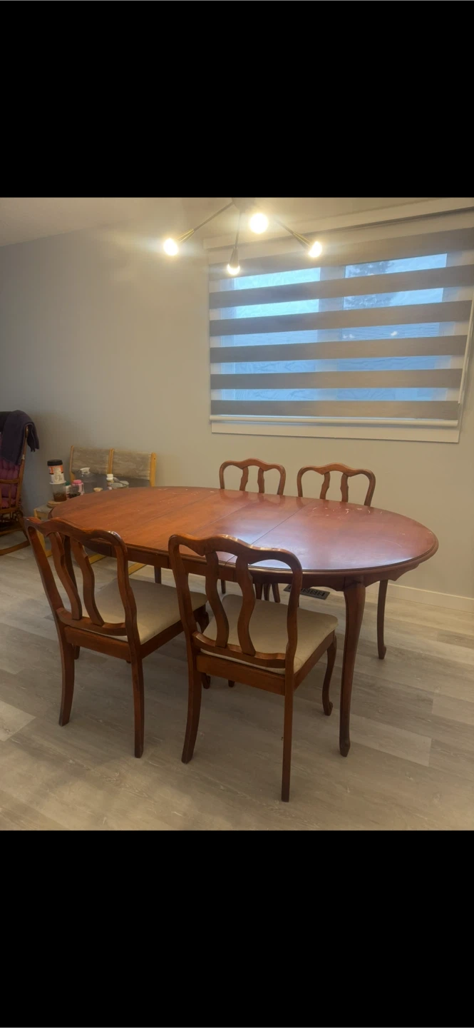 Oval Wooden Dining Table with 4 Chairs
