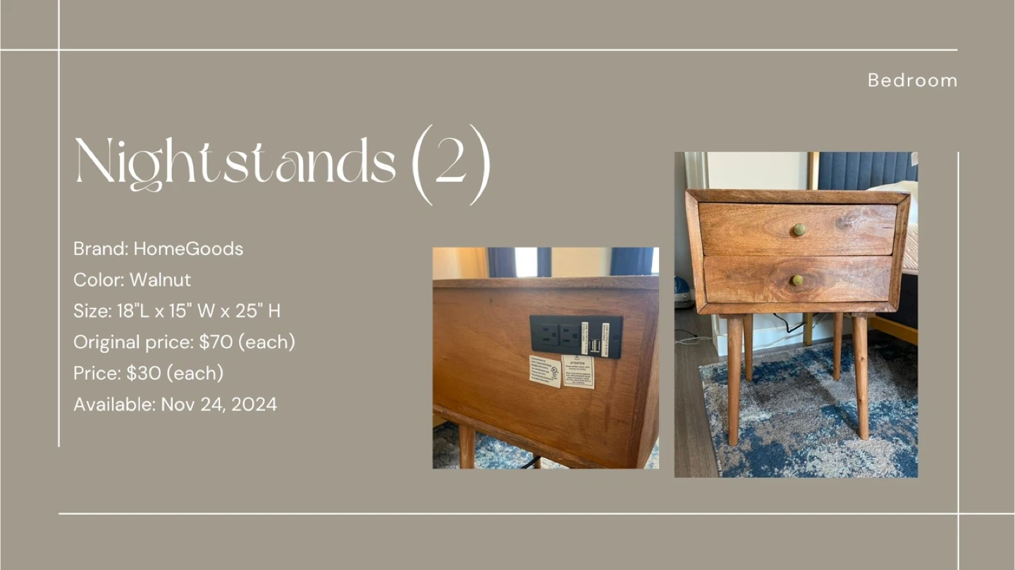 HomeGoods Walnut Nightstand - 18"x15"x25" - photo 2