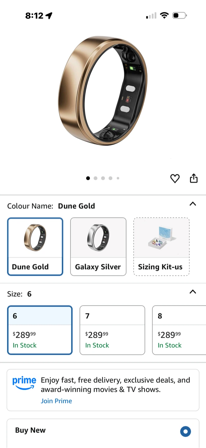 RingConn Gen 2 Air Smart Ring - Dune Gold, Size 6 - photo 5