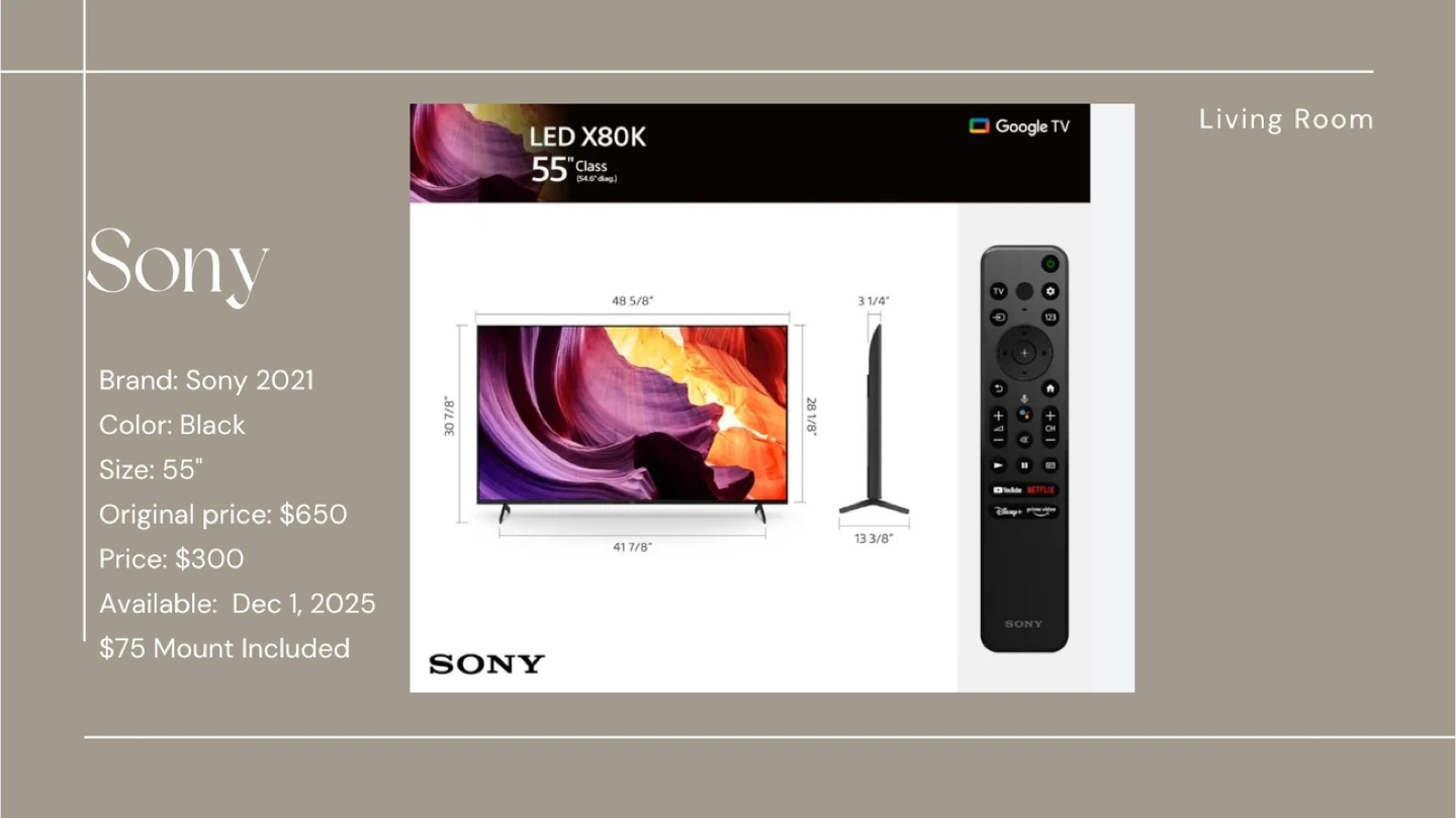 Sony LED X80K 55" TV - Black