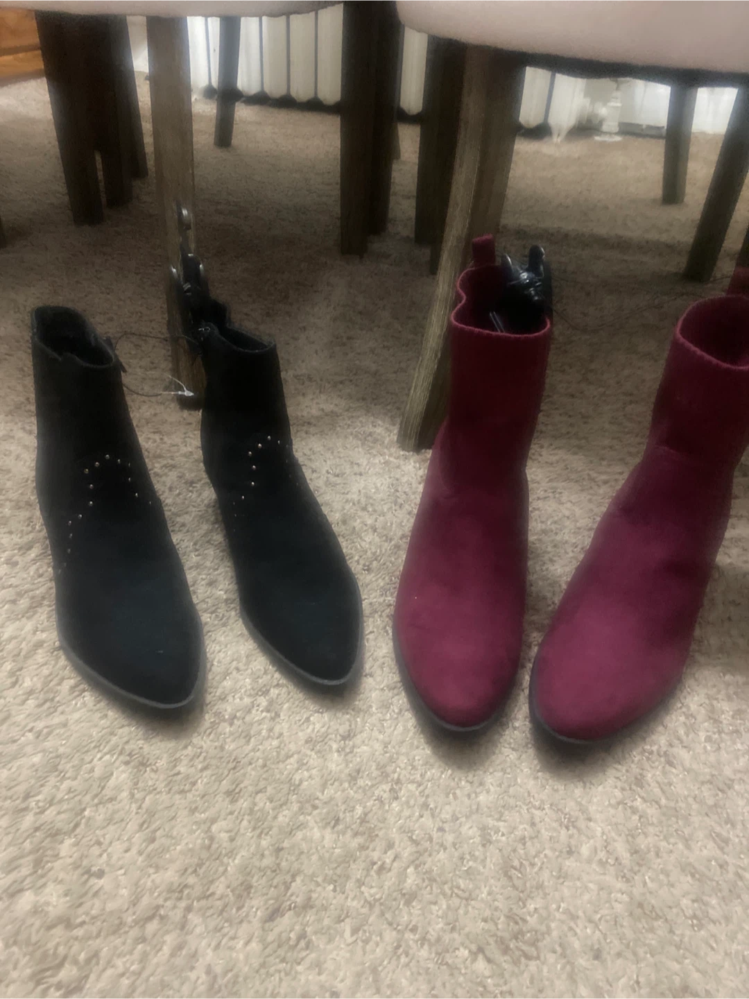 Black and Burgundy Ankle Boots