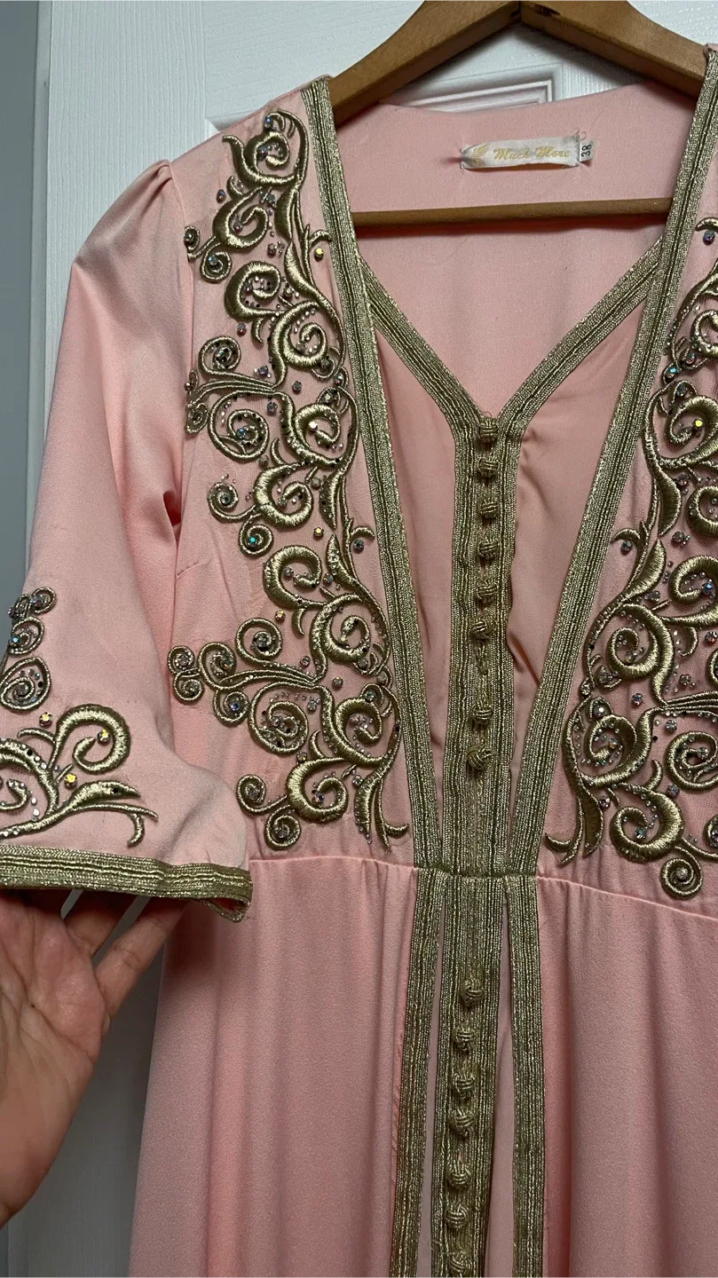 Pink Embroidered Moroccan Caftan image indicator(2)