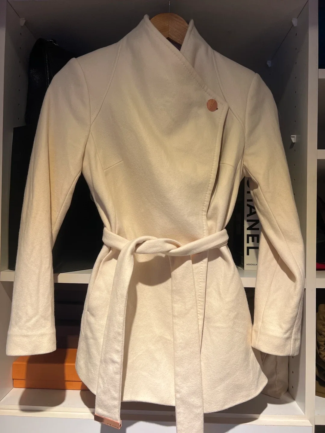 Ted Baker London Cream Wrap Coat Size 2