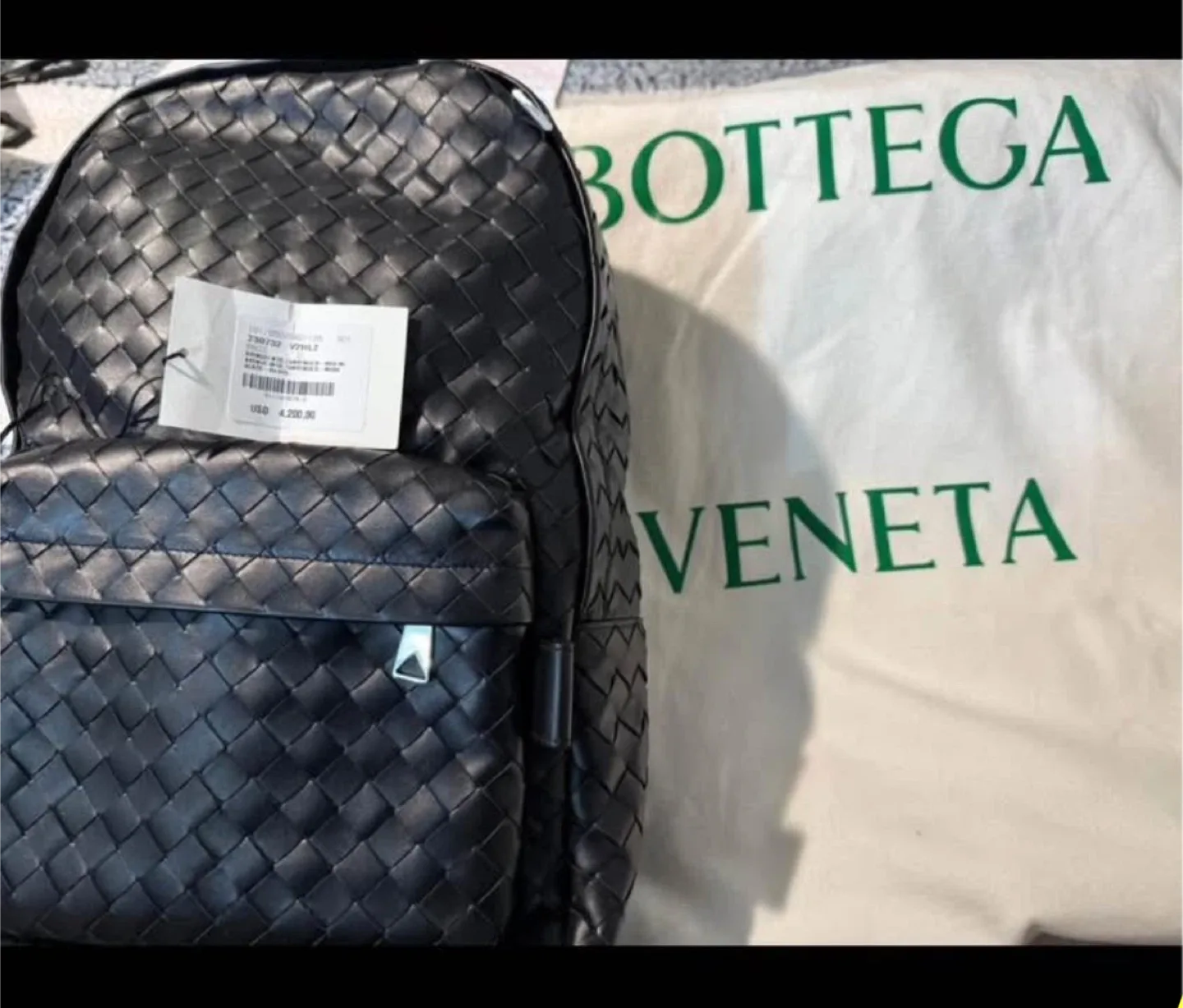 Bottega Veneta Intrecciato Black Backpack