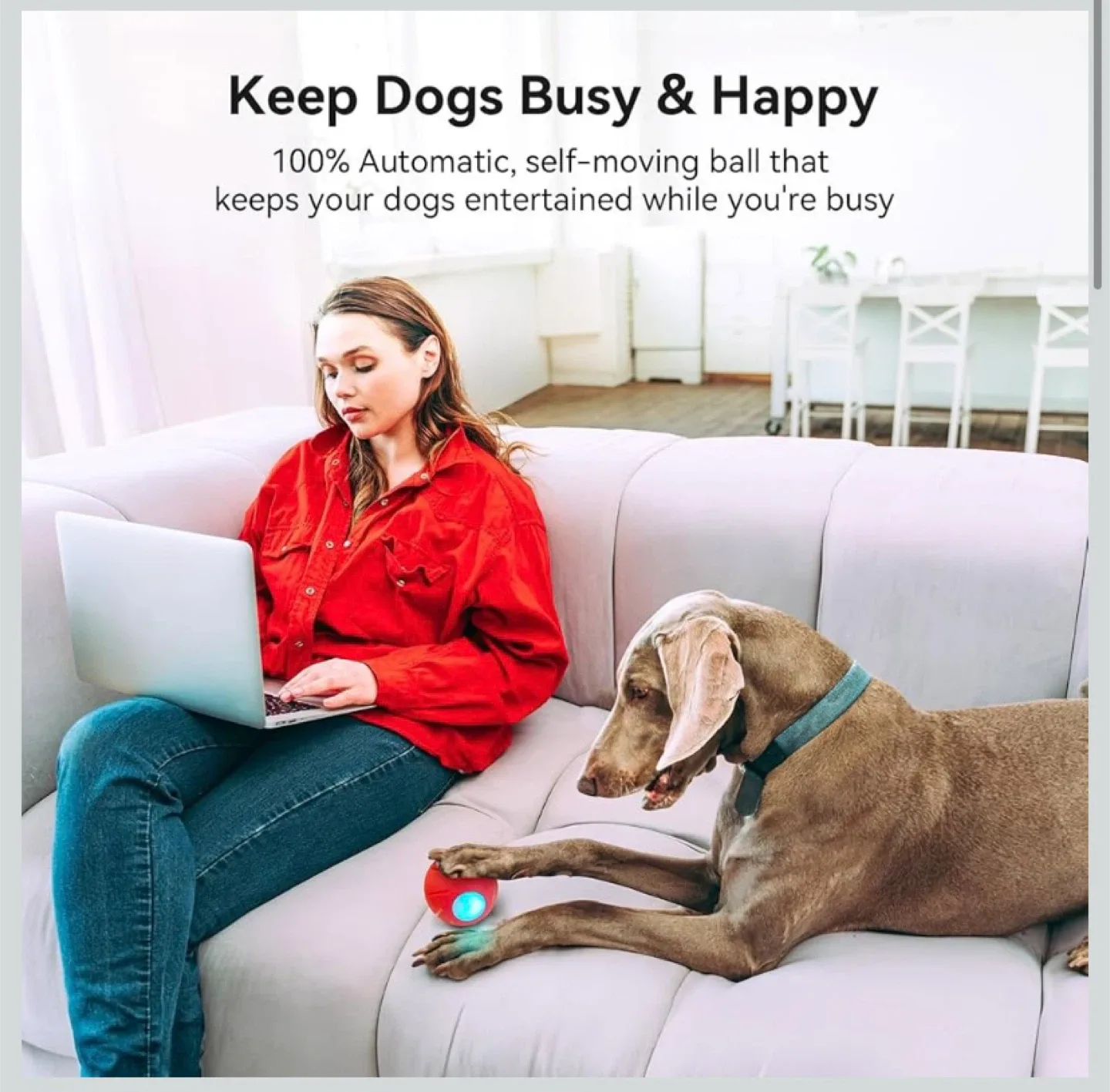 New Cheerble Wicked Ball PE Interactive Dog Ball Red image indicator(2)