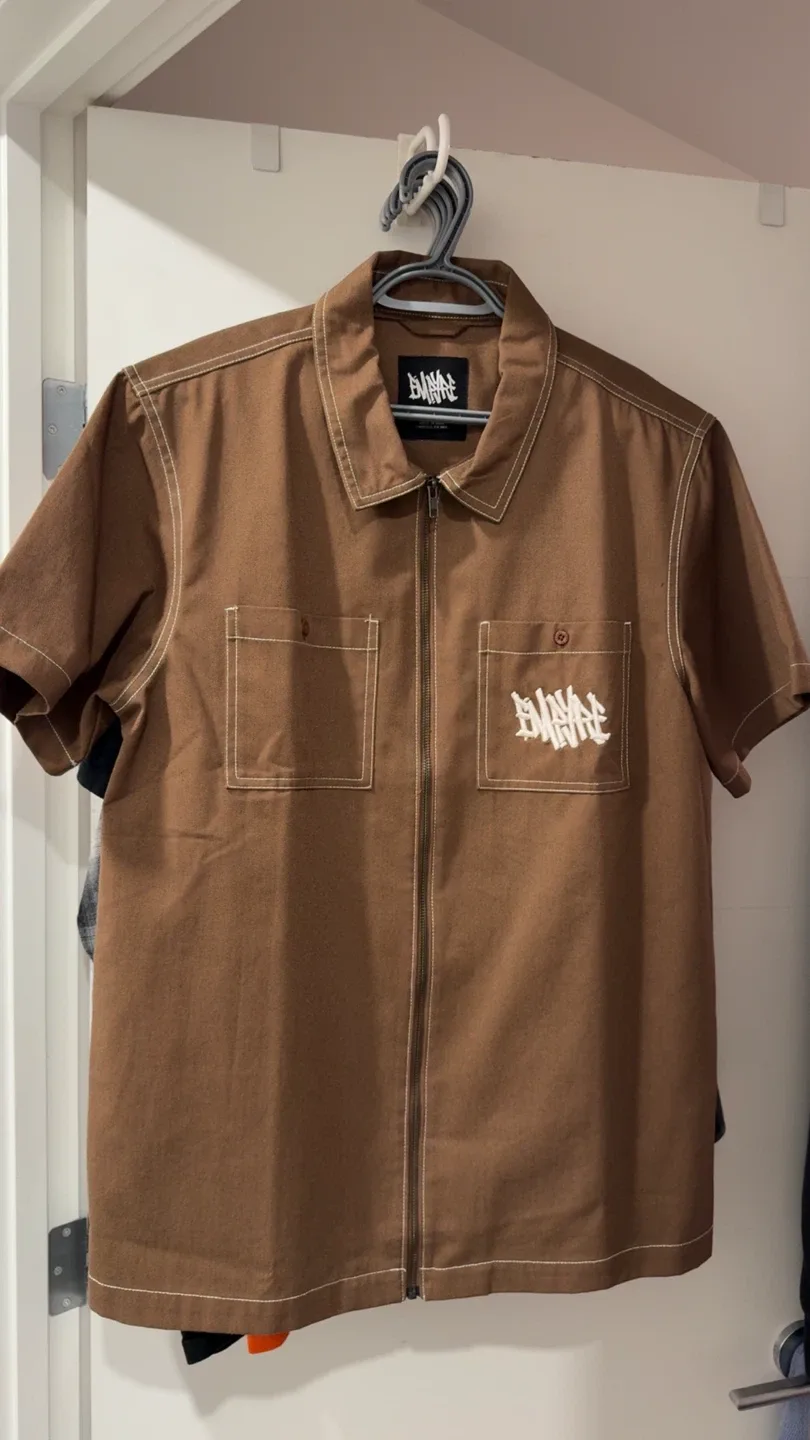 Empyre Amplify Bison Brown Zip Work Shirt.