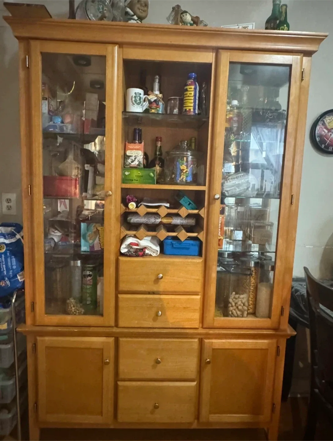 Wooden Hutch with Glass Display