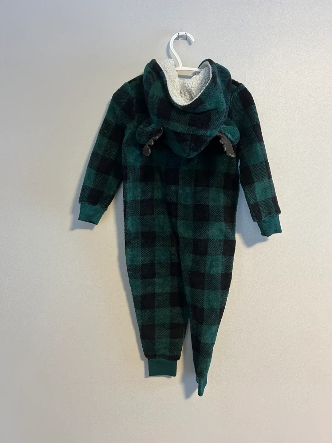 George 2T Moose Plaid fleece romper image indicator(4)