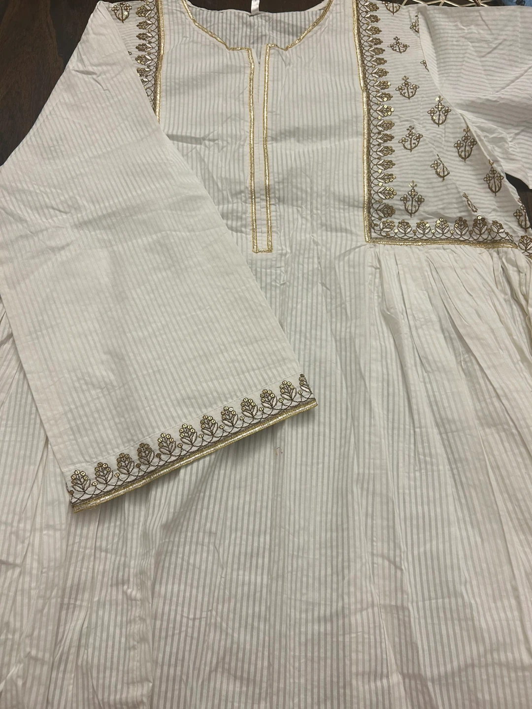 White & Gold Embroidered Dress