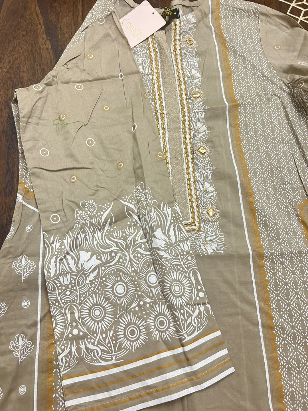 Chinyere Beige Embroidered Kurta - New!