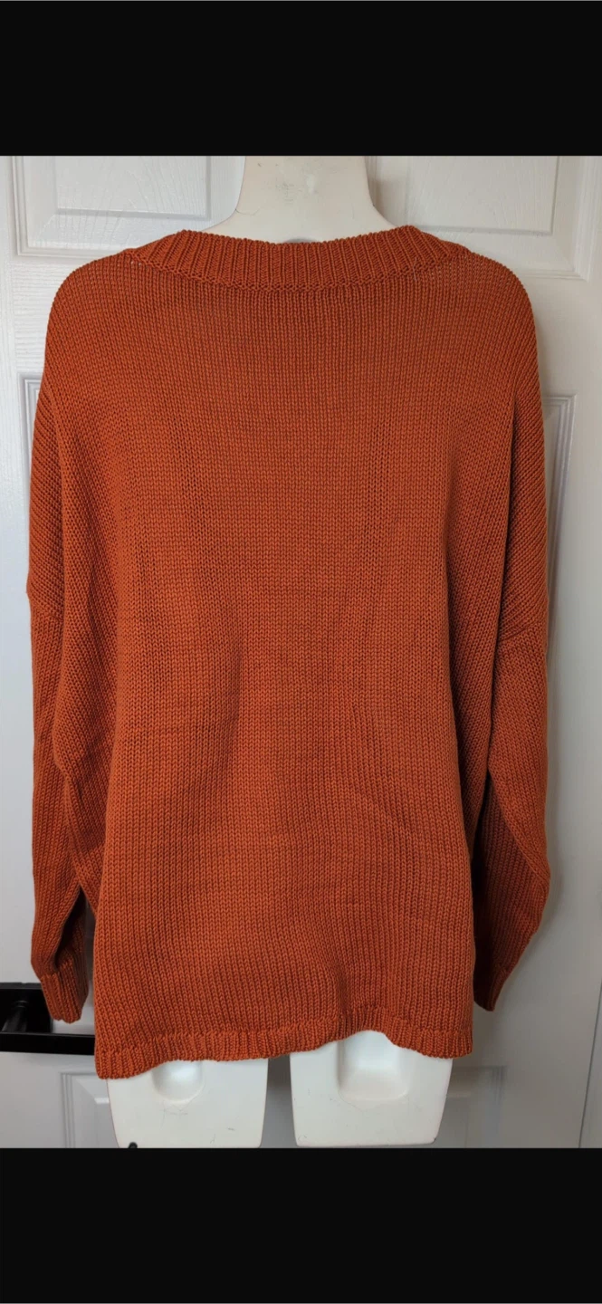 NEW! Orange Knit Drop Shoulder Sweater - 2XL - photo 4