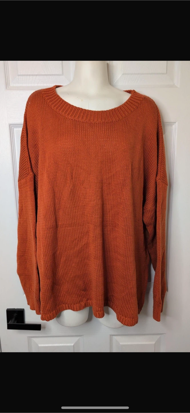 NEW! Orange Knit Drop Shoulder Sweater - 2XL - photo 3