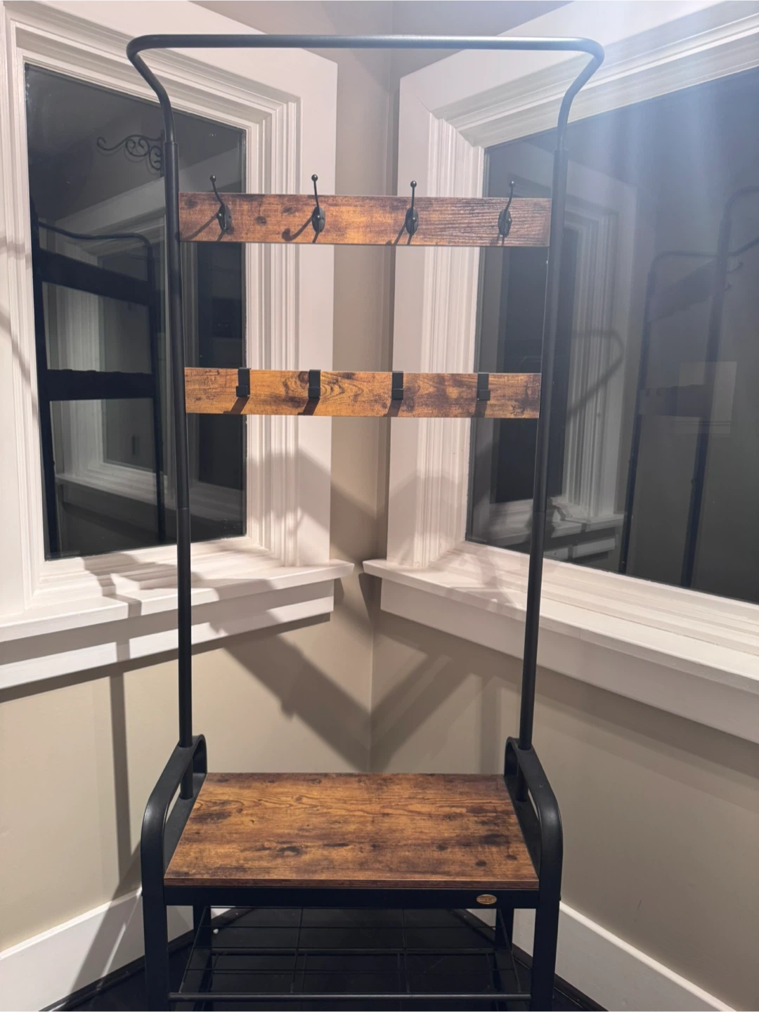 Coat Rack Stand Hall Tree with Storage Bench