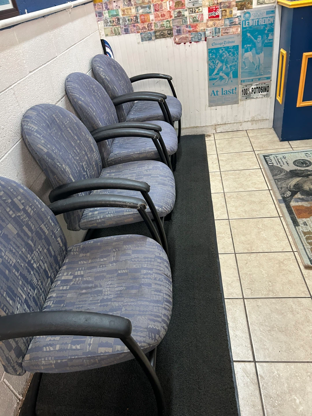 Office Chair - Blue Patterned Fabric - photo 2